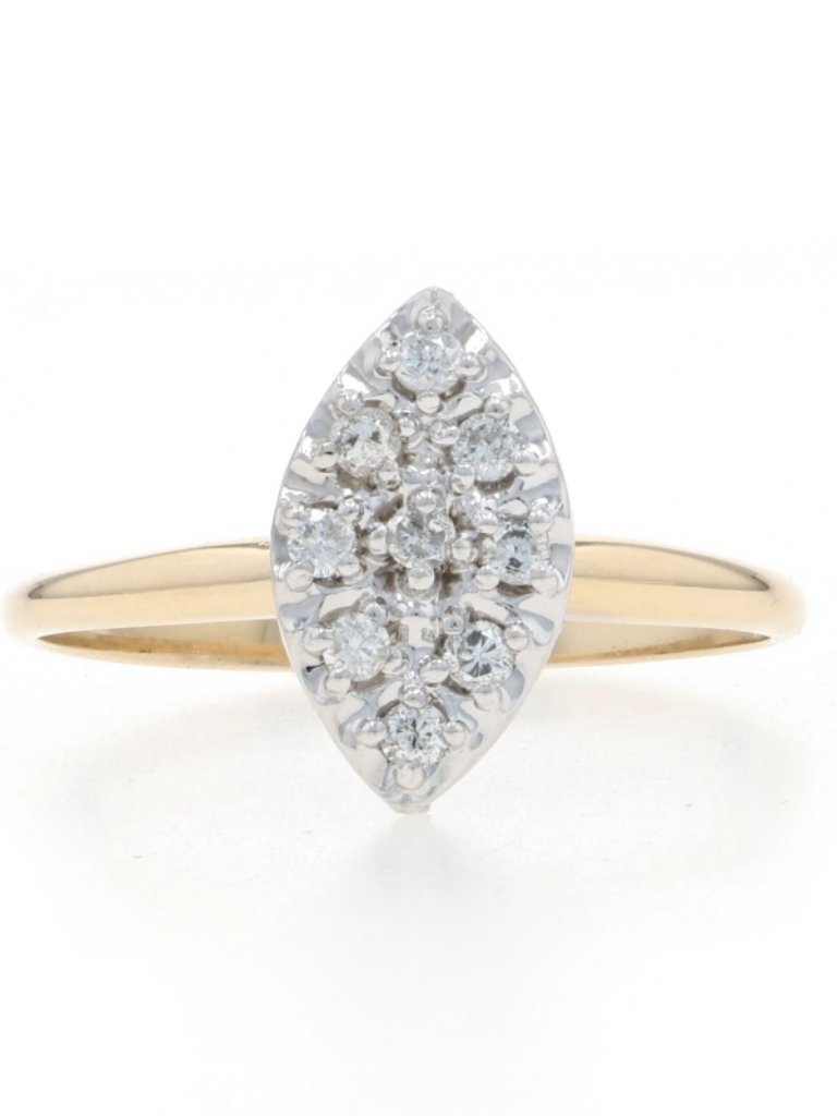 Yellow Gold Diamond Cluster Cocktail Ring  10k Round Brilliant 14ctw